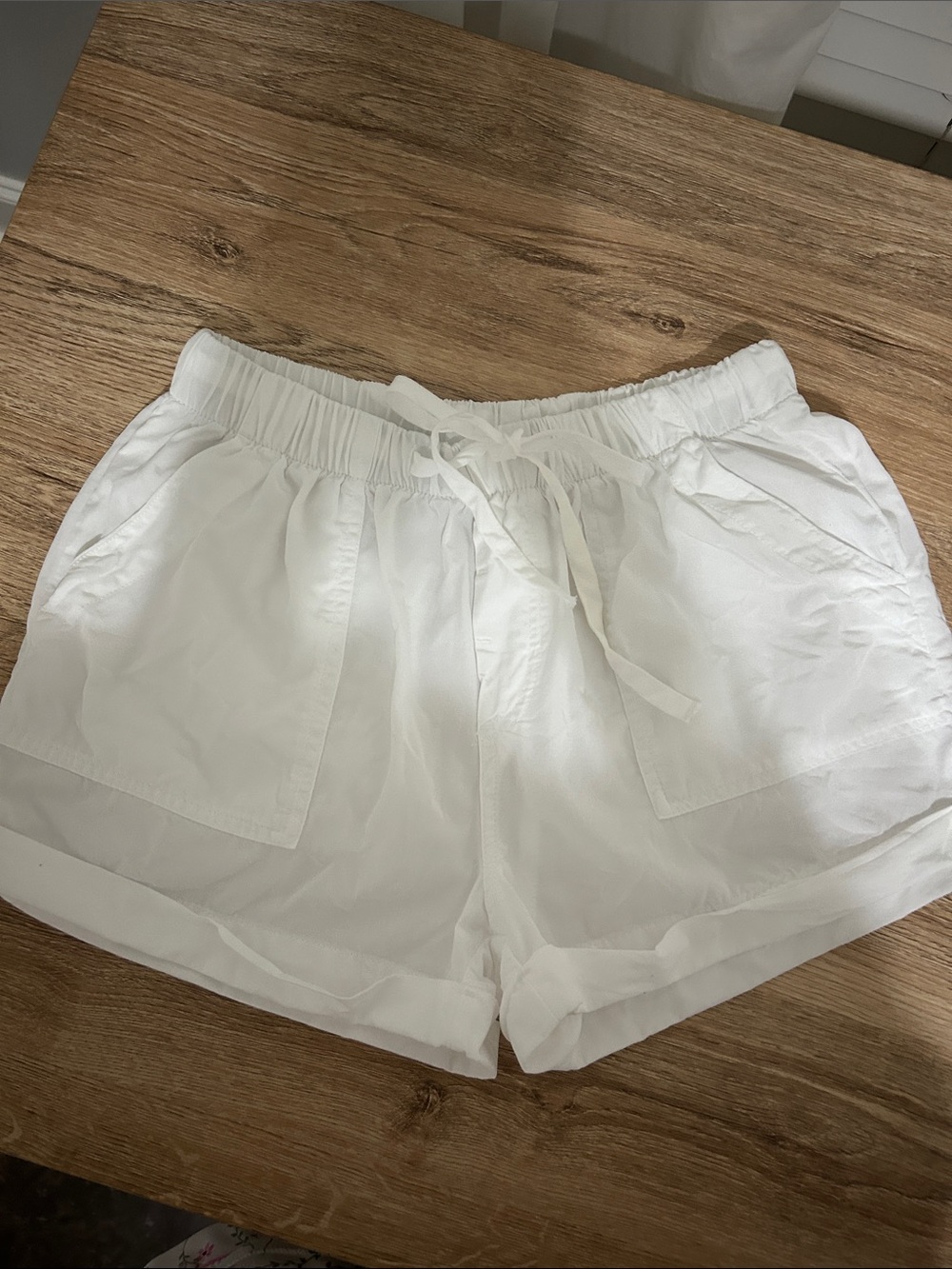 Love Tree White High-Waist Drawstring Shorts